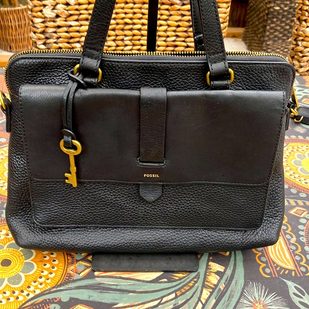 Fossil 1954 Kinley Black Pebbled Leather Shopper Bag